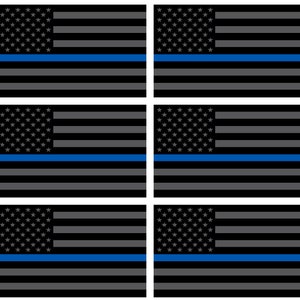 12 Reflective Subdued Thin Blue Line AMERICAN FLAGS Fire Helmet,  Car Window Decal firefighting Law Black Grey 1.25&quot;x2&quot;