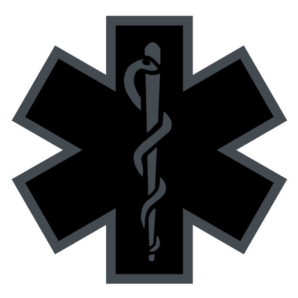 Black Subdued Reflective Vinyl Star Of Life Car or Fire Helmet Decal multiple sizes