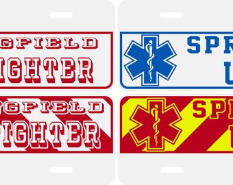 Custom Half License Plate Topper Reflective 4x12 Fire EMS Top or Bottom Mount