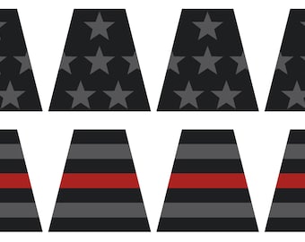 8 Reflective Subdued American Flag THIN RED LINE Fire Helmet Tetrahedrons Tets Firefighter