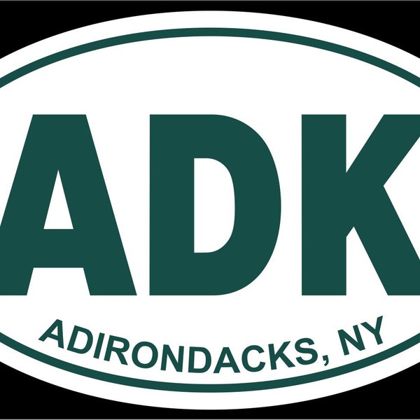 Adirondacks NY Green Oval car window bumper sticker decal 3" x 5" ADK