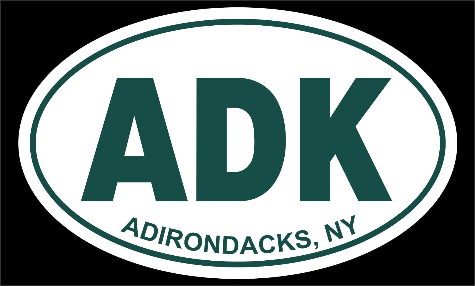 Adirondacks NY Green Oval Car Window Bumper Sticker Decal 3