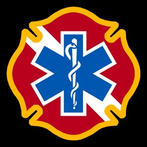 Reflective Vinyl Dive Rescue Star of Life Maltese Cross Car or Fire Helmet Decal multiple sizes Red Blue Yellow and White