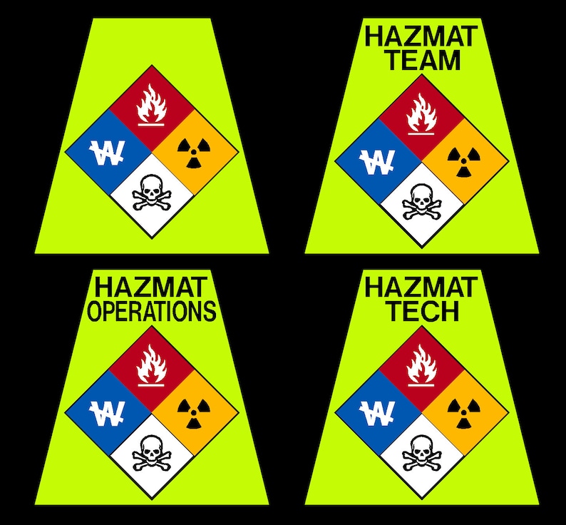 Reflective Fluorescent Yellow CAPTAIN Rank Fire Helmet Decal - Tetrahedron/Trapezoid Shape