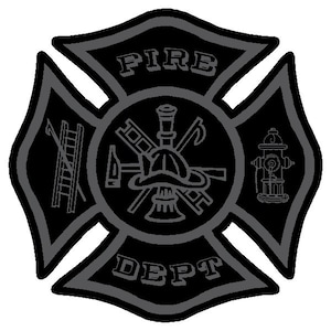 Black Subdued Reflective Vinyl Maltese Cross Car or Fire Helmet Decal multiple sizes
