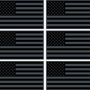 12 Reflective Subdued AMERICAN FLAGS Fire Helmet,  Car Window Decal firefighting EMS Black Grey 1.25&quot;x2&quot;