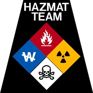thumbnail image 2 of Reflective Fluorescent Yellow Helmet Decal - HAZMAT OPERATIONS - Tetrahedron/Trapezoid Shape 2 of 5