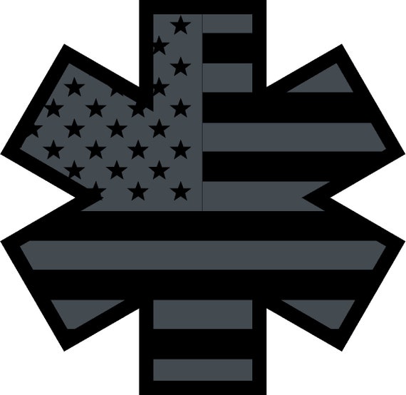 Subdued Black Reflective Vinyl American Flag Star of Life Car 