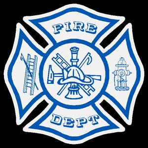 Reflective Vinyl  Maltese Cross Car or Fire Helmet Decal multiple sizes Blue and White