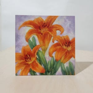 Lilies Oil Painting Original Art Floral Small Artwork One-of-a-kind Hand-Painted Home Decor