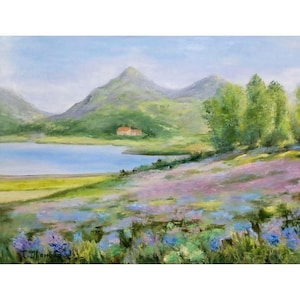 Scottish Landscape Painting Original Art on Canvas Summer Nature Scotland Oil Painting Wall Art