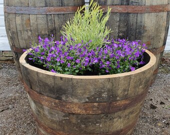 Pallet of 12 Half Whisky Barrel Planters/Genuine Whisky Barrels/Containers/Tubs 