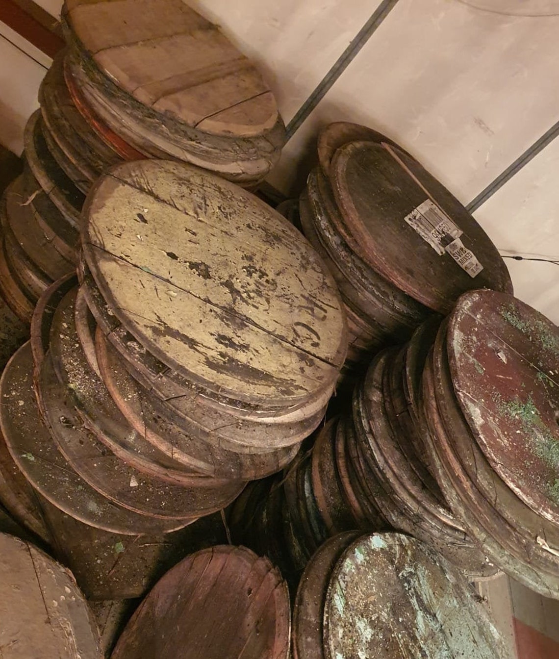 Reclaimed Whisky Wine barrel lid top head tops Whiskey cask Etsy