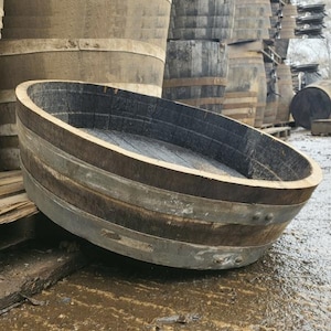 25cm Tall Shallow 1/4 Wine Whisky Barrel Water Feature Lily Nature Pond DIY Project Water Tight