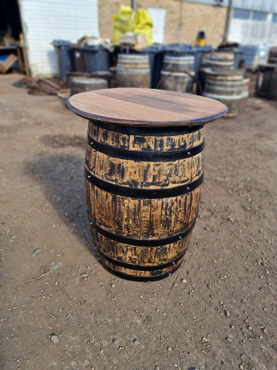 Refurbished Oak Whisky Barrel Home Bar Drinks Table Cask Reclaimed Mancave Garden Party