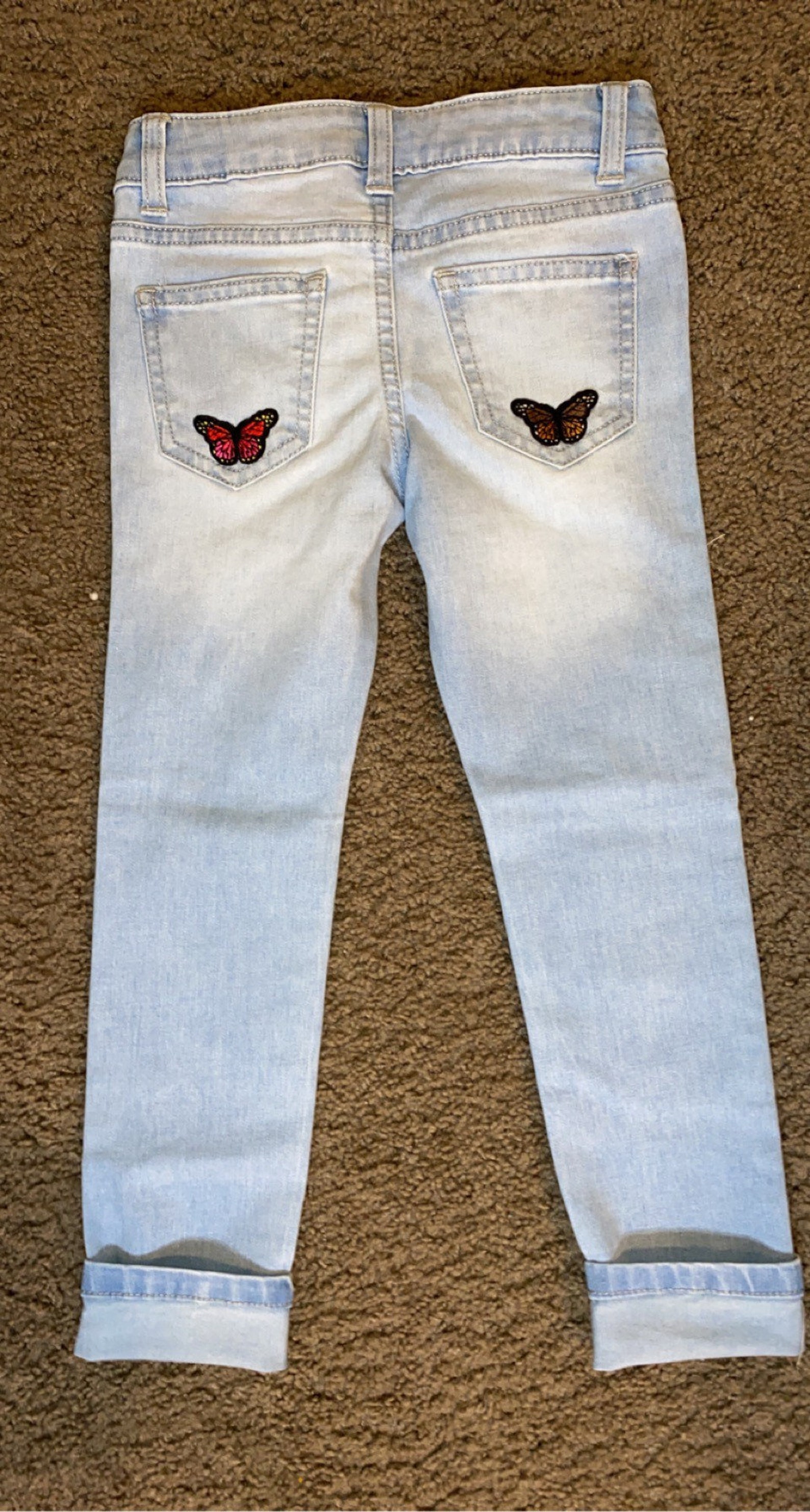 Ripped Butterfly Jeans for girls Etsy