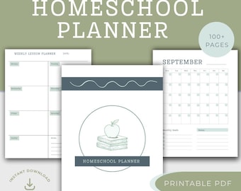 Druckbarer Schulplaner | Undatiert Homeschool Organizer | Minimalistische Homeschool | Homeschool Curriculum Tracker |  Digitale PDF zum Ausdrucken