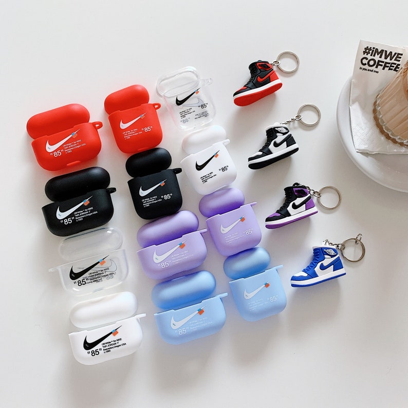 Off white nike airpod case 1 2 pro hypebeast keychain wristlet | Etsy
