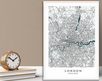 Carte de Londres Carte imprimée de London City Carte Art Street Names London Print London Map Art Wall Art Travel Gift Poster