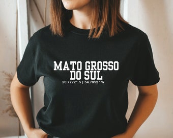 Mato Grosso do Sul Brasil coordina camiseta unisex, camiseta unisex de algodón, camiseta eslogan, camiseta gráfica, regalo para ella, regalo para él