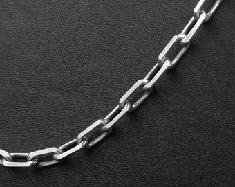 Men's 925 5mm Silver Cable Link Chain Anchor Necklace, Birthday Christmas Gift for him, Gift for boyfriend - Soldered