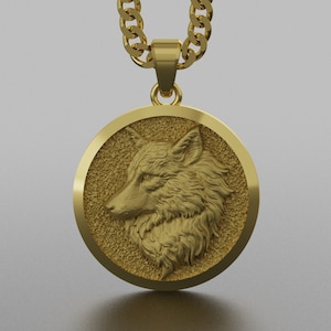 Personalized 14K White, Rose, Yellow Dainty Gold Chain Necklace Gift For Her 10K Handmade Jewelry 18K Wolf Pendant