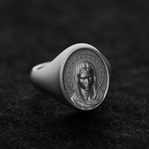 Virgin Mary Mother of Jesus Ring - Elegant Christian Jewelry, Religious Faith Accessory, Spiritual Gift for Him & Her