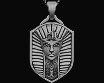 Silver Pharaoh Necklace Egyptian Jewelry Egypt Pendant Traditional Pendant King Tutankhamun Accessory Christmas Gift Unisex