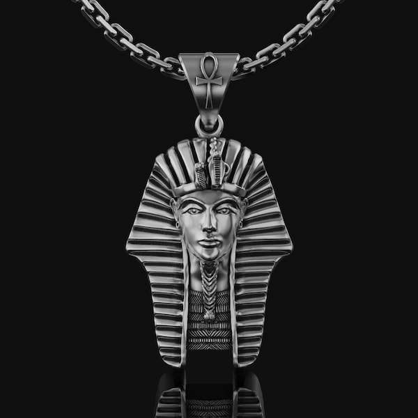 King Tut Pendant, Pharaoh Necklace, Egyptian Charm, Egyptology Present, Egyptian King, Tutankhamun Jewelry, Ancient History