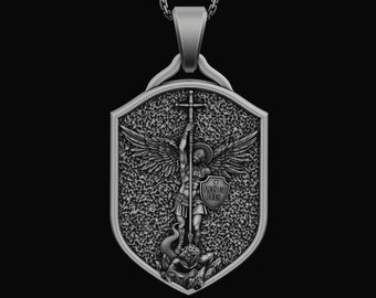 St Archangel Michael Necklace Religious Pendant Catholic Jewelry Christian Accessory Memorial Christmas Gift For Him, Her