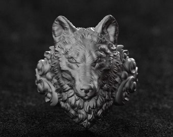 Silber Ring Calm Wolf - Slawischer & Nordischer Schmuck, Wolf Symbol Geschenk, Mythologischer Schmuck für Sie und Ihn
