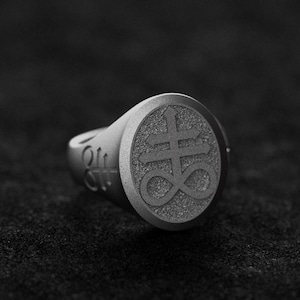 Unisex Leviathan Cross Sterling Silver Ring - Lucifer Sigil, Baphomet Brimstone, Satanism Wiccan Jewelry, Handmade