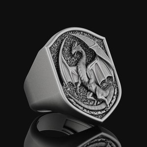 Men&#39;s Silver Dragon Gold Mythologic Jewelry Ring Gift For Men&#39;s Accessory Mythical Creature, Unisex, Pinky, Fantasy
