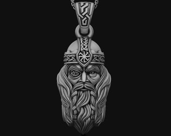 Silver Valhalla Odin the All-Father Men Viking Necklace Norse Mythology Pagan Jewelry Gold Plated Christmas Gift Pendant