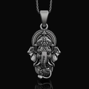 Ganesha Pendant, Silver Hinduism, Spiritual Jewelry, Overcoming Obstacles, Ganesha Deity, Sacred Gift, Meditation Accessory