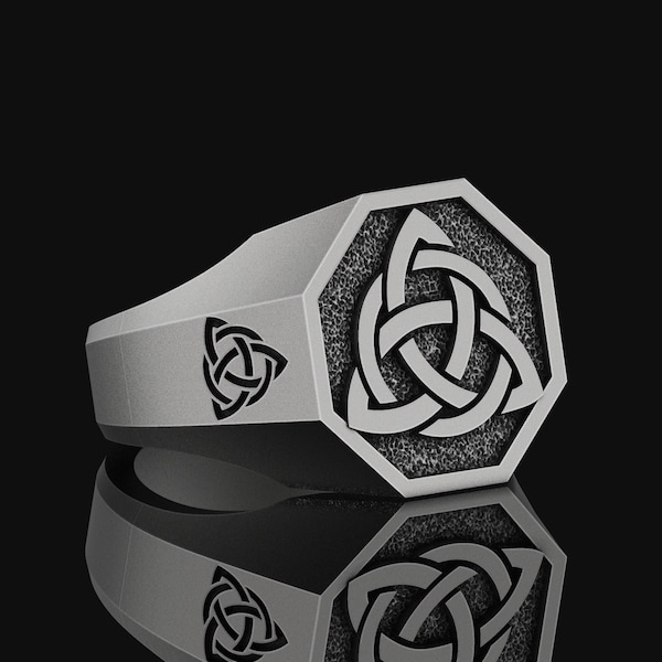 Silver Viking Triquetra Ring, Trinity Knot Jewelry, Viking Rune Ring, Men Silver Gift, Irish Ring, Celtic Trinity Knot Ring, Love Knot Ring