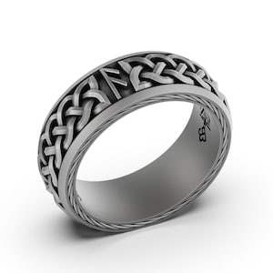 Viking Style Wedding Ring Norse, Silver Celtic Knot Ring, Timeless and Meaningful Commitment Symbol, Ideal Engagement Gift