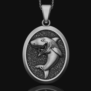 Personalized Silver Shark Necklace Valentine Gift Mens Pendant Accessory 925 Sterling Silver New Year Gift, Surfer Gift Womens Necklace
