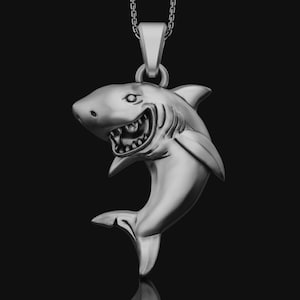 Silver Shark Necklace Surfer Valentine Gift Mens Pendant Accessory 925 Sterling Silver New Year Gift, Surfer Gift Womens Necklace