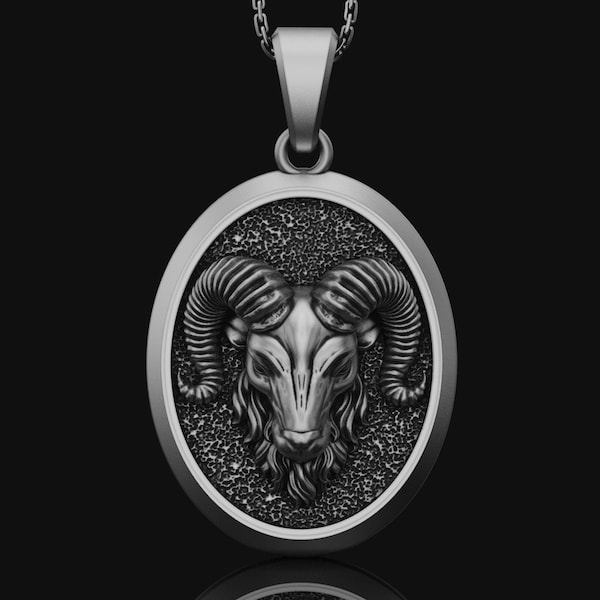 Personalized Ram Necklace Aries Pendant Zodiac Sign Silver Gift Unisex Birthday Gift for Him, Her Men's, Women's Silver Jewelry Gift April