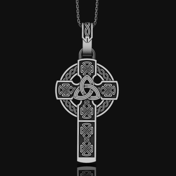 Keltisches Kreuz Triquetra Kreuz, keltischer Anhänger, irischer Anhänger, Dreifaltigkeitssymbol, heiliger Schmuck, Silber Triquetra, Geburtstagsgeschenk