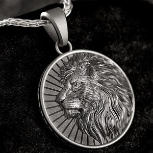 Lion of Judah Pendant – Sterling Silver Messianic Necklace with Sunburst for Faith, Royalty & Spiritual Strength