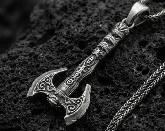 Sterling Silver Viking Labrys Axe Necklace, Warrior Pendant