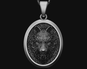 Gepersonaliseerde Angry Wolf ketting cadeau voor mannen, vrouwen kerstcadeau 925 sterling zilveren sieraden cadeau hanger unisex accessoire, Kerstmis