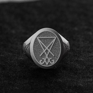 Lucifer signet ring top