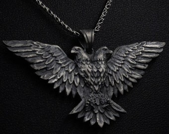 Zwei Kopf Adler Schmuck Geschenk Halskette Vogel Anhänger Geburtstag, Geschenk für ihn Jahrestag, Mann, Herren, Damen