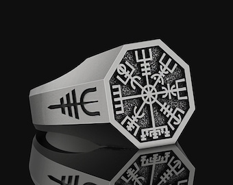Gold Plated Silver Vegvisir Ring Viking Runic Compass Pagan Jewelry Nordic Accessory Norse Valentine Gifts For Him Slavic