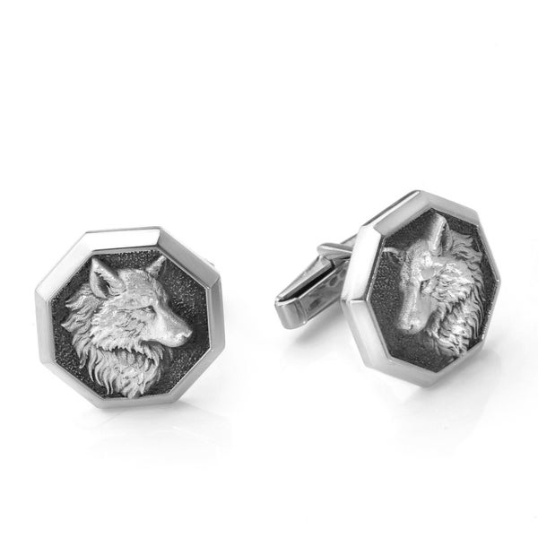 Men's Silver Wolf Mens Cufflinks, Wolf Head Men Cufflinks, Silver Animal Cufflinks, Christmas Gift, Wedding Men Gifts, Groomsmen Gift