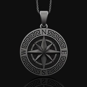 Silver Compass Pendant, Best Friend Necklace, Initial Necklace, Gifts For Him, Necklace For Men, Compass Jewelry, Graduation Gift