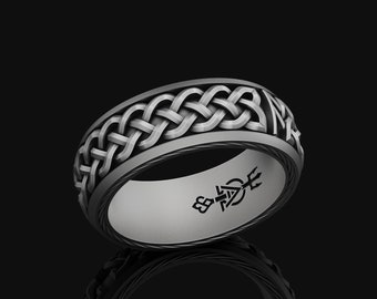 Viking Style Wedding Ring Norse, Silver Celtic Knot Ring, Timeless and Meaningful Commitment Symbol, Ideal Engagement Gift